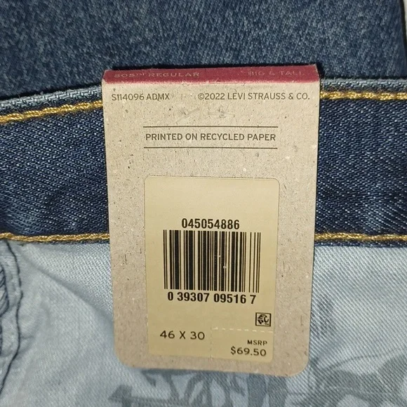 Levi's 505 Regular Fit Jeans Big&Tall 46x30 NWT - Picture 5 of 5